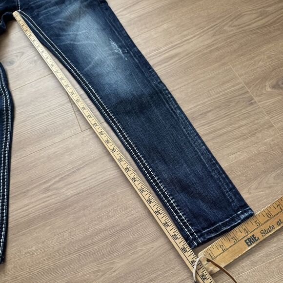 Rock Revival Womens Charlotte Skinny Dark Wash Sequin Jeans Size 27 - Picture 7 of 8